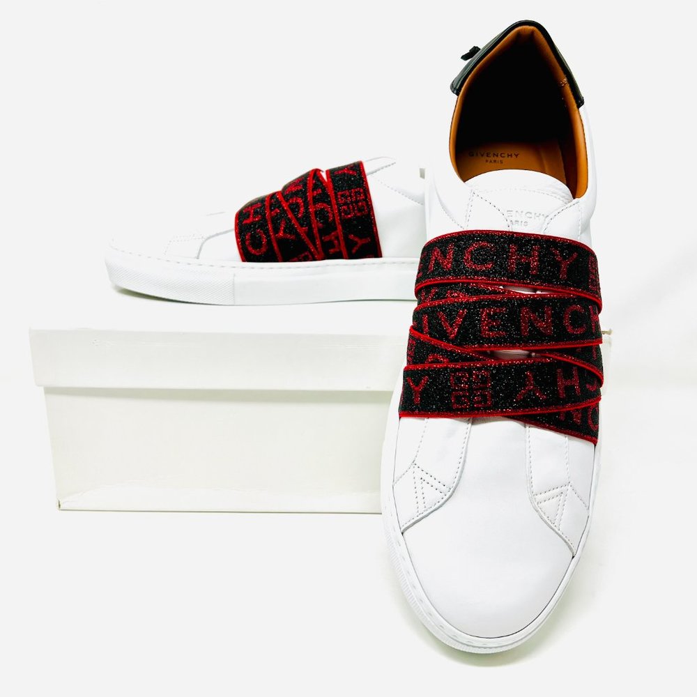 GIVENCHY PARIS Urban Street Low Webbing White Red Black Men's Sneakers - Picture 3 of 6